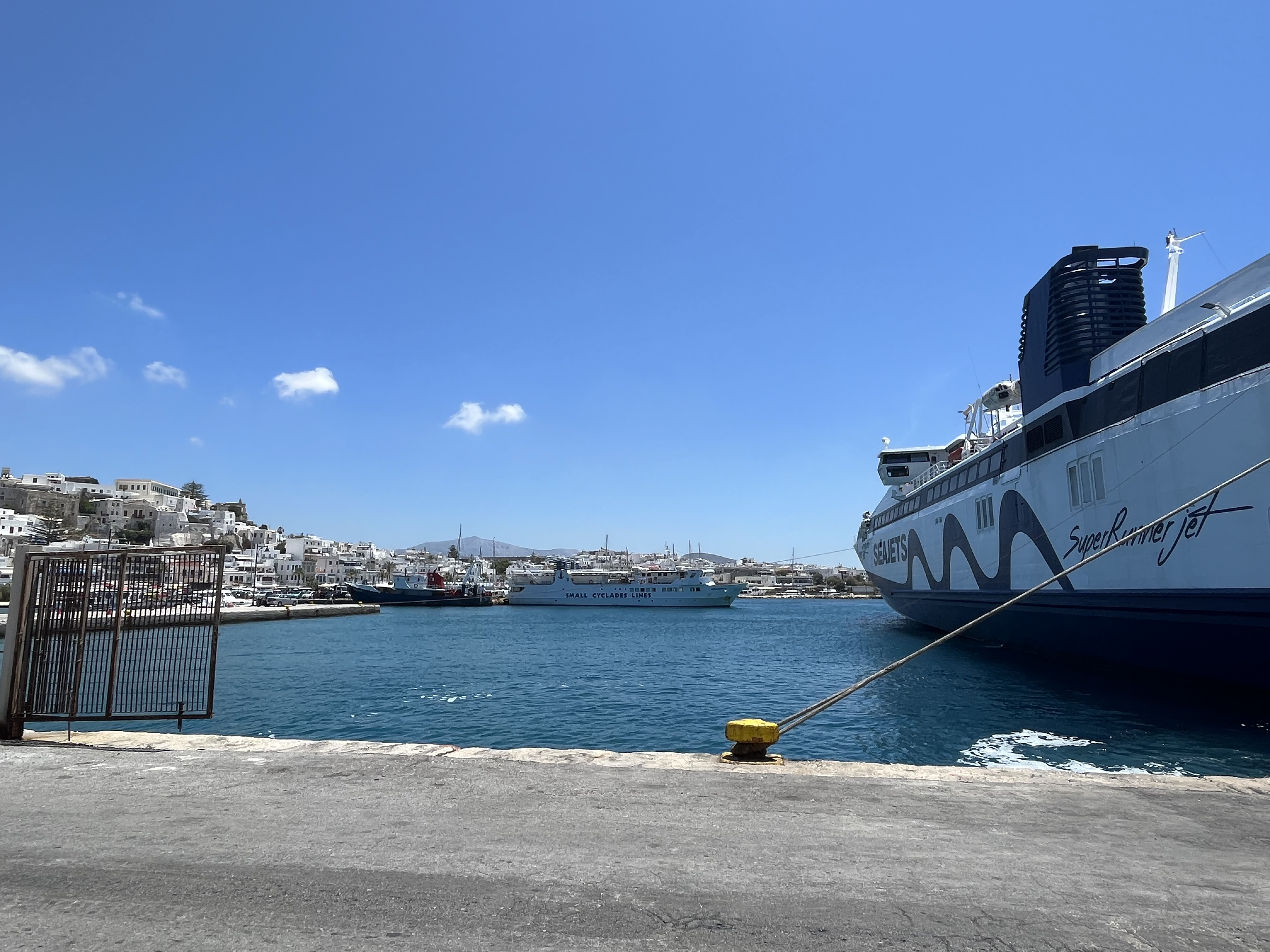 Boarding a ferry to the next island