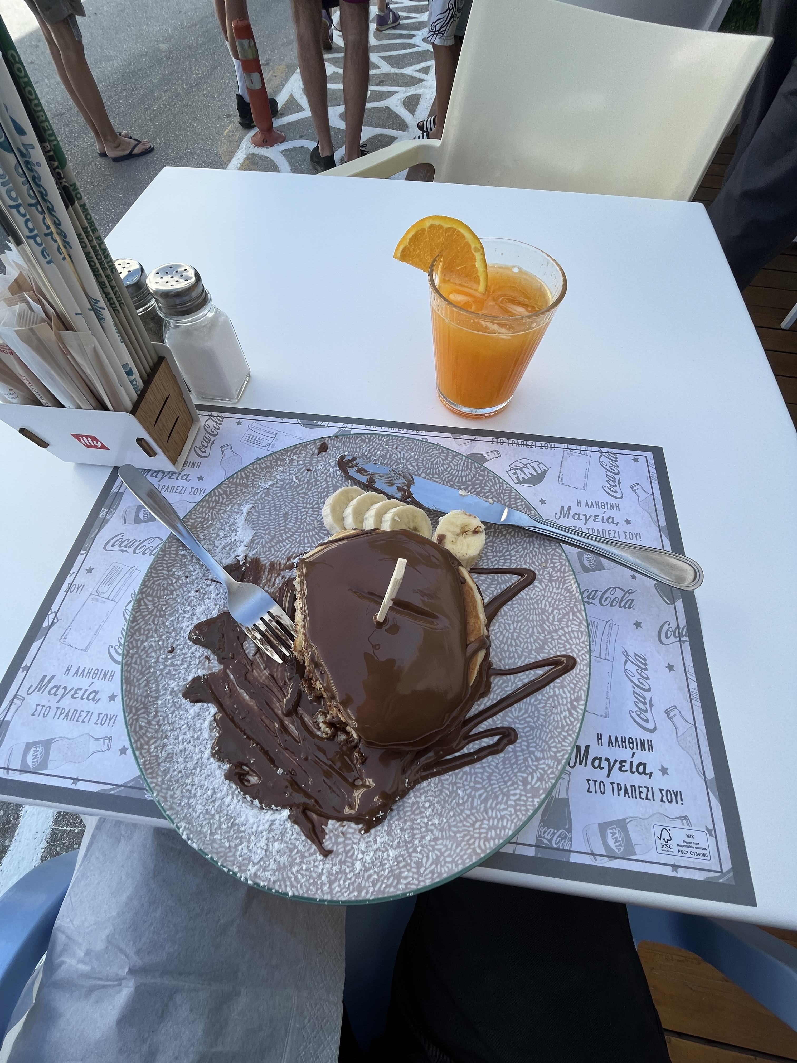 Chocolate pancakes for breakfast
