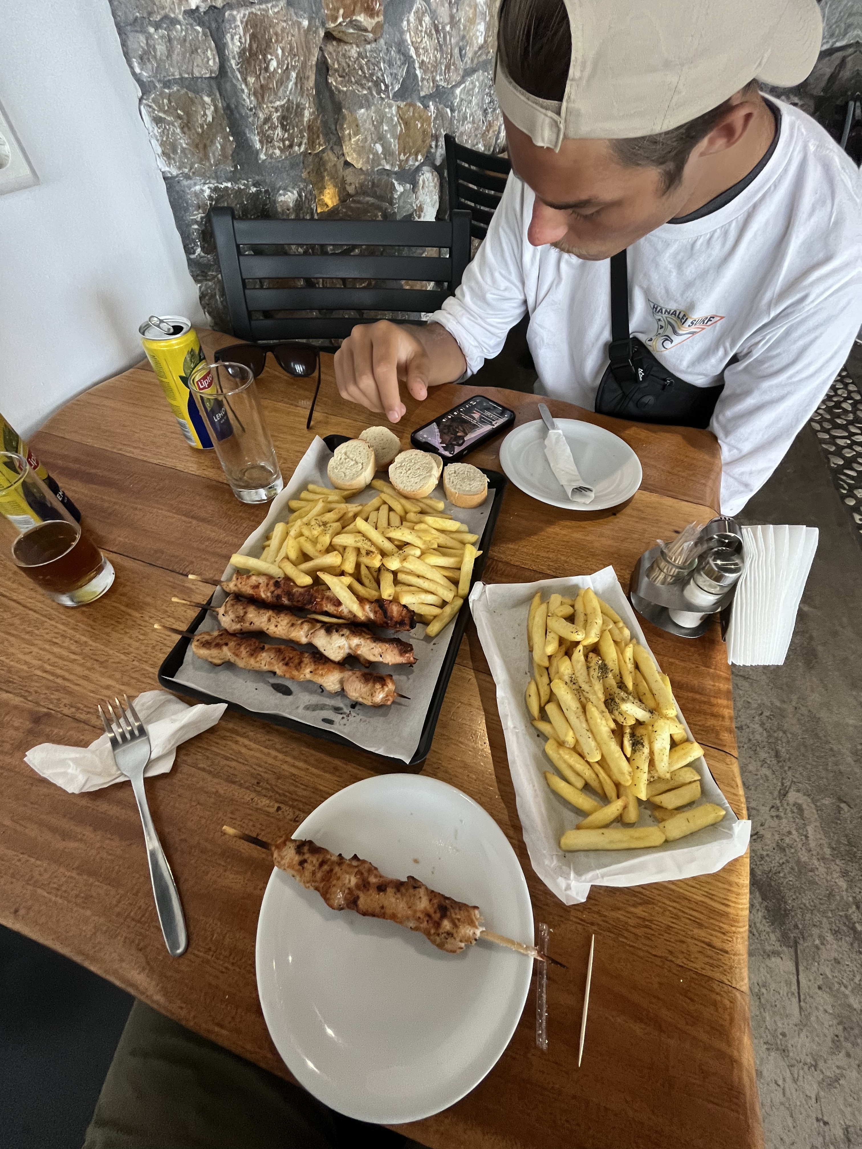 Greek meal of gyros or kebabs